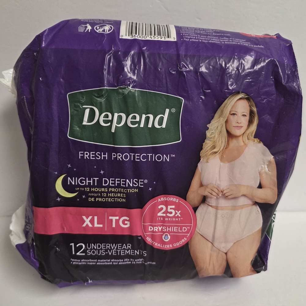 Depend Night Defense Women Underwear XL Fresh Protection 12 Count Overnight New